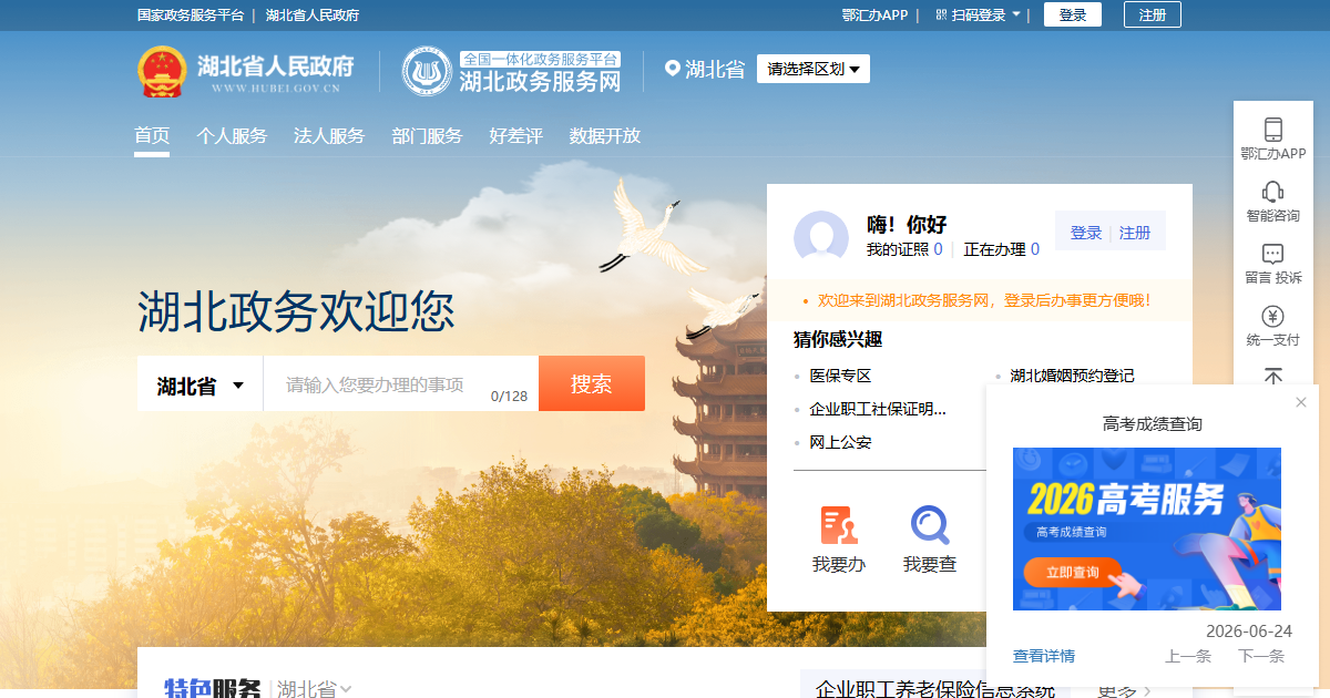 湖北政务服务网网站